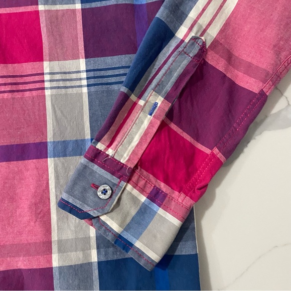 Aeropostale square bottom down shirt pink blue men Sz M - Picture 3 of 8